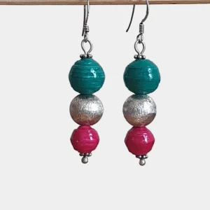 Paper bead and silver earrings with sterling silver ear hooks